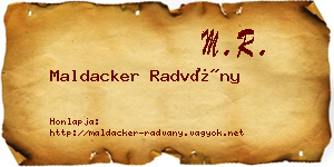 Maldacker Radvány névjegykártya